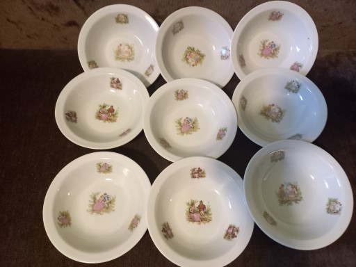 WAWEL SALATERKI MISECZKI MIŁOŚĆ WIEDEŃSKA STARA PORCELANA VINTAGE PRL 9 szt