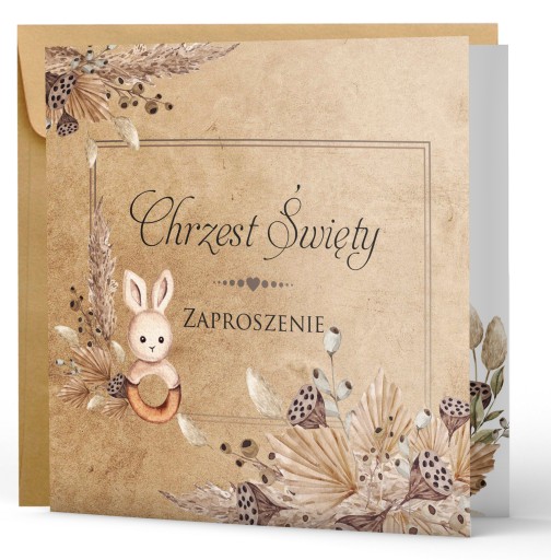 ZAPROSZENIA na chrzest z kopertą PAPIER PERŁOWY