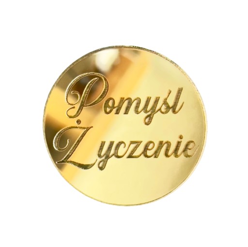 Pomyśl Życzenie Dekoracja urodzinowa Grawer Kółko Plexi Złote Lustro