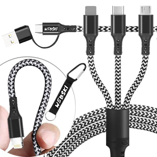 Mocny Kabel 6w1 Micro USB Lightning USB-C do Ładowania Telefonu Smartfona