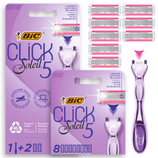 BIC ZESTAW MASZYNKA CLICK 5 SOLEIL + 10 WKŁADÓW DO MASZYNKI OSTRZA NOŻYKI