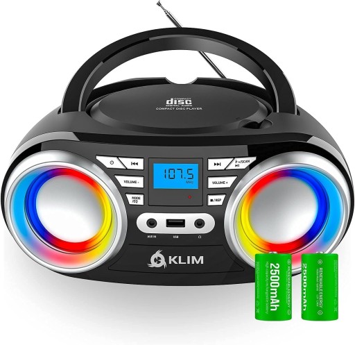 KLIM B3 Bombox CD/MP3 tuner FM BT Aux USB Disco Light wbudowane AKU EQ