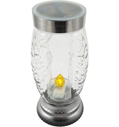 Nowoczesny znicz solarny lampion szklany na grób