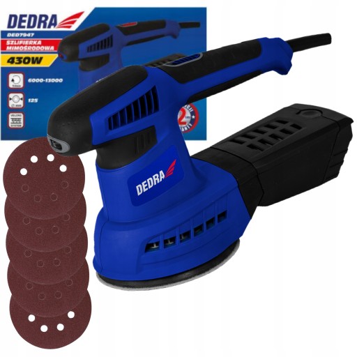 DEDRA SZLIFIERKA MIMOŚRODOWA SIECIOWA 430W 125mm TARCZE NA RZEP DED7947