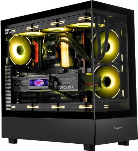 OBUDOWA USB 3.0 PODWÓJNE SZKŁO BEZ RAMEK AKWARIUM GAMING +1x WENTYLATOR RGB