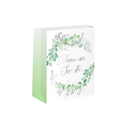 Torebka papierowa Komunia Święta Eukaliptus 26x32c