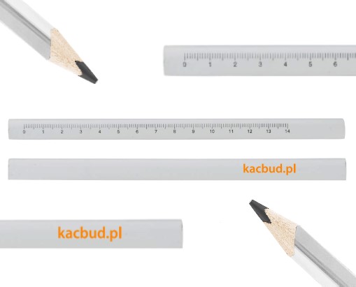 KACBUD OŁÓWEK Z MIARKĄ BUDOWLANY CIESIELSKI STOLARSKI BIAŁY HB 1szt