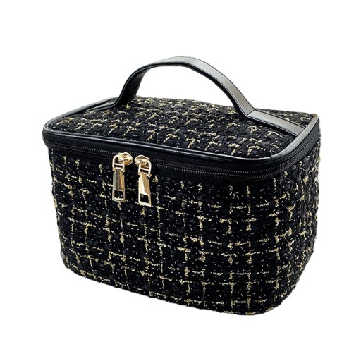 Makeup Organizer Tote with Zipper Toiletries Black