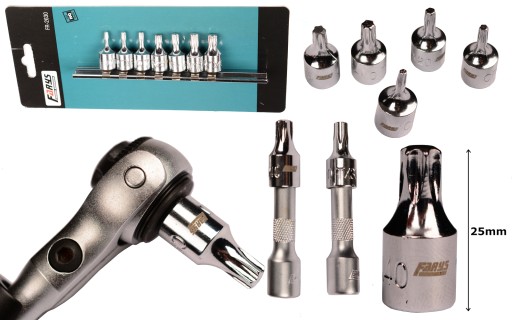 Zestaw nasadek BIT TORX obsadce 25mm listwa 1/4