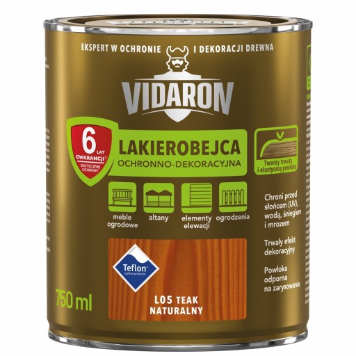 VIDARON Lakierobejca do drewna 0,75L TEAK NATURALNY L05