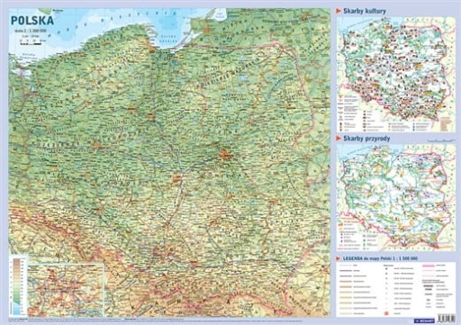 POLSKA MAPA ŚCIENNA FIZYCZNA DLA DZIECI - KRAINY GEOGRAFICZNE