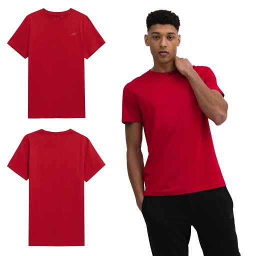 KOSZULKA MĘSKA SPORTOWA T-SHIRT 4F LOGO REGULAR Z NADRUKIEM ROZMIAR XL