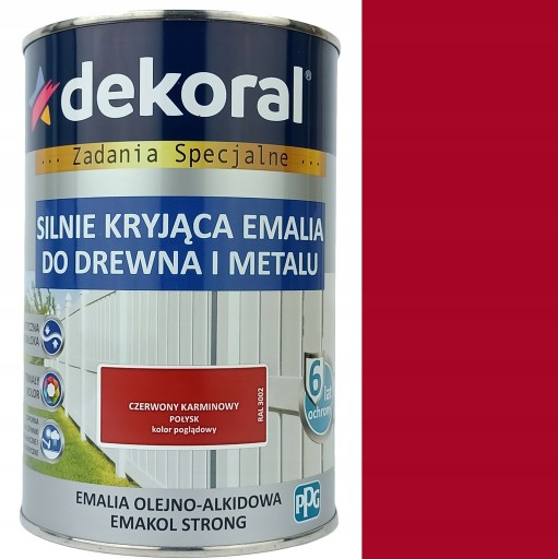 EMAKOL DO DREWNA I METALU CZERWONY KARMINOWY 0,9