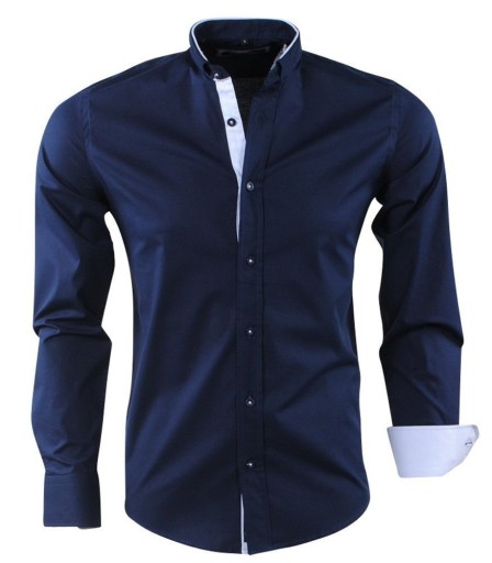 KOSZULA MĘSKA GŁADKA TRENDY KOŁNIERZ GRANAT - XXL