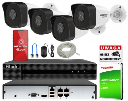 HIKVISION Zestaw monitoringu FHD Detekcja ruchu IR