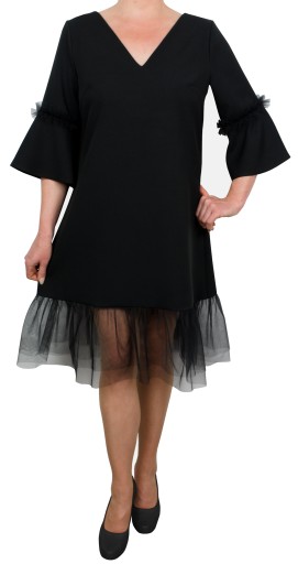 Sukienka elegancka trapezowa czarna plus size 48