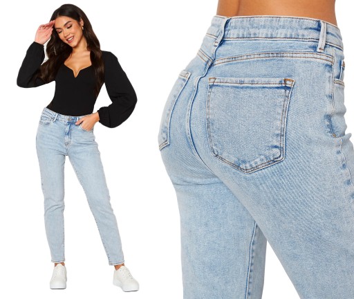 MOM FIT MODNE SPODNIE LUŹNE NOGAWKI JEANSOWE PLUS SIZE