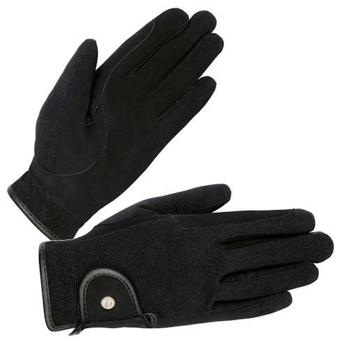 B Rękawiczki jeździeckie HKM Professional Nubuck Czarne rozmiar XL
