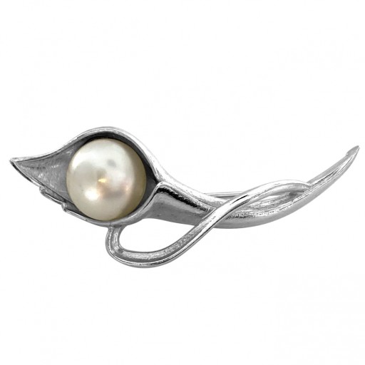 PIĘKNA BROSZKA ZDOBIONA ELEGANCKĄ PEREŁKĄ PR. 925