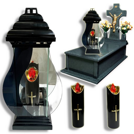 DUŻY ZNICZ LED 40CM! KAPLICZKA LED ZNICZE NA CMENTARZ GRÓB+WKŁAD LED GRATIS