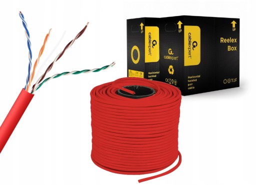 KABEL SIECIOWY LAN UTP KAT.5E SKRĘTKA INTERNETOWA CCA 305M RJ45 CZERWONY