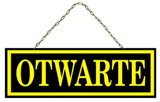 TABLICZKA czarna OTWARTE ZAMKNIĘTE 30x10cm ŻÓŁTE
