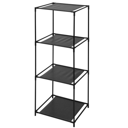Stojak z 4 półkami Czarny metal Szafka turystyczna na 4 Poziomy Regał 104cm
