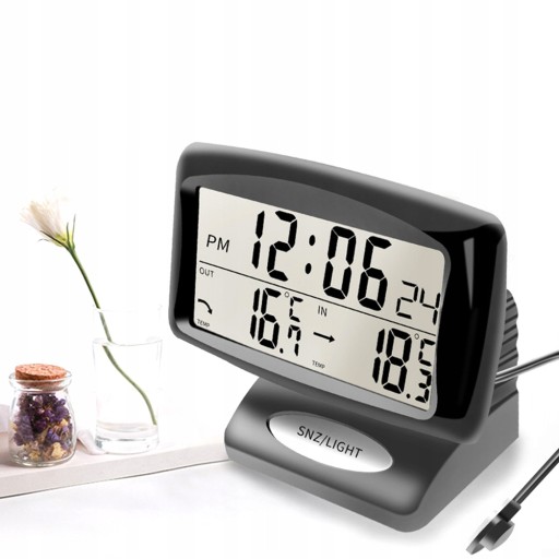 LED LCD TERMOMETR SAMOCHODOWY ZEWNĘTRZNY + ZEGAR