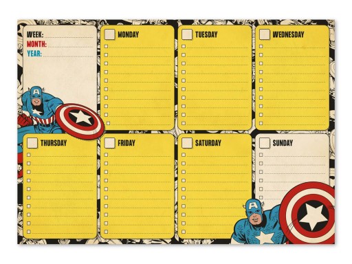 Plan lekcji A4 Marvel Captain America Planer