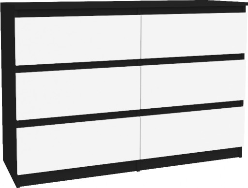 DUŻA KOMODA 120CM 6 SZUFLAD CZARNY-BIAŁY MIX