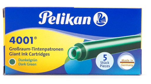 NABOJE DO PIÓR DŁUGIE ZIELONE 4001 PELIKAN 5 szt.