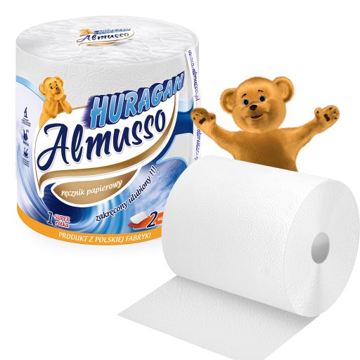 RĘCZNIK PAPIEROWY Kuchenny 300 listków 60m Celuloza Papier ALMUSSO HURAGAN