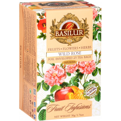 Herbata owocowa DZIKA RÓŻA napar bez kofeiny Basilur Wild Rose - 25 torebek