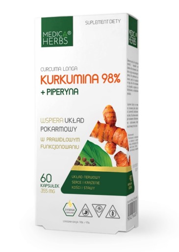 KURKUMA kurkumina 98% 710mg +PIPERYNA Medica Herbs