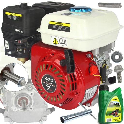 SILNIK SPALINOWY 7.0HP OHV 19MM UBIJARKA AGREGAT + OLEJ KLIN