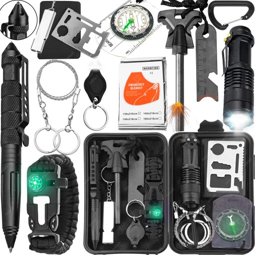 XXL WOJSKOWY SURVIVALOWY ZESTAW PRZEŻYCIA PRZETRWANIA KIT NARZĘDZI RT0279