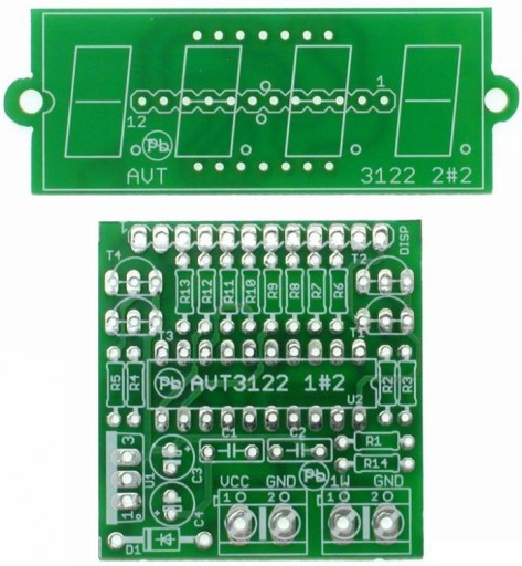 Termometr z wyświetlaczem LED, AVT3122 PCB+ uP