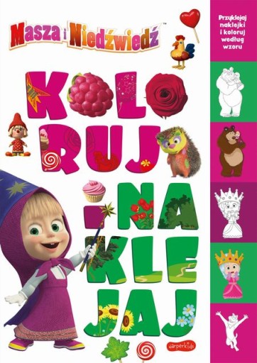Masza i Niedźwiedź Koloruj i naklejaj - KD