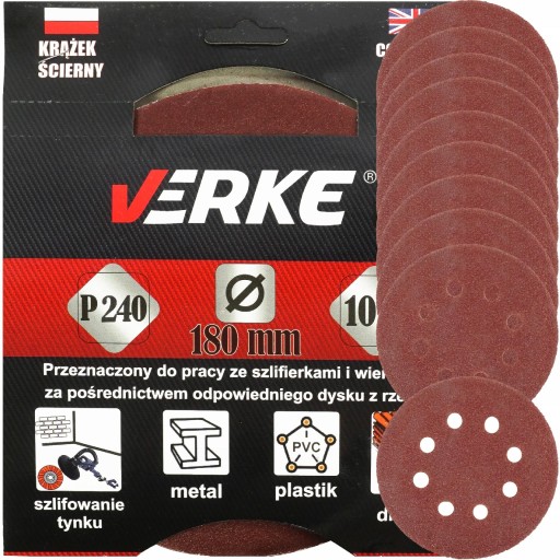 KRĄŻEK PAPIER ŚCIERNY P 240 180 MM 10 SZT. VERKE