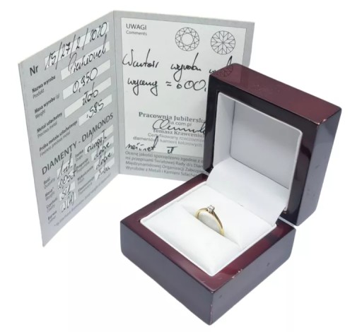 ŚLICZNY ZŁOTY PIERŚCIONEK Z DIAMENTEM 0,95G 0,05CT 585 R6