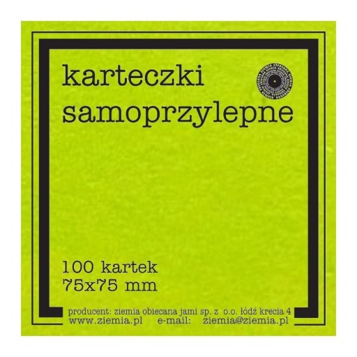 KARTECZKI SAMOPRZYLEPNE FLUO 75X75MM 100K ZIELEŃ