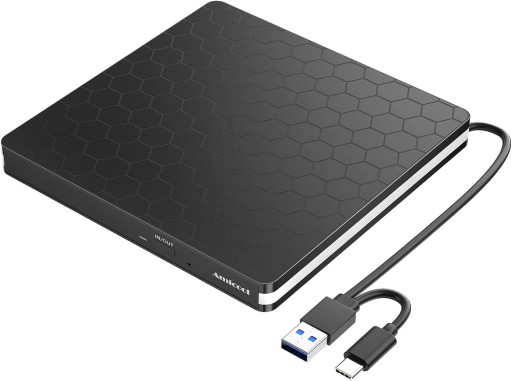 ZEWNĘTRZNY NAPĘD DVD Amicool, USB 3.0 Type-C CD DVD +/-RW NAGRYWARKA