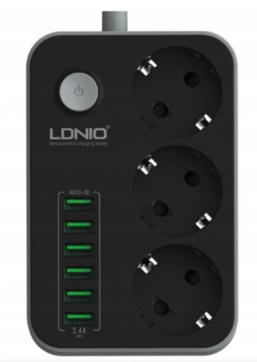 LISTWA ZASILAJĄCA 6 GNIAZD 4x USB PRZEDŁUŻACZ