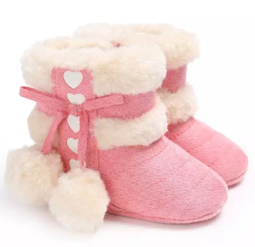 ŚNIEGOWCE kozaki ciepłe NIECHODKI r 18/19 11,8 cm 6-12 m RÓŻOWE z futerkiem
