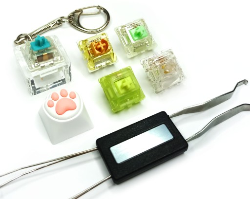 Cat Paw Keychain + Zestaw Keycapów Gateron AKKO i Switch Keycap Puller