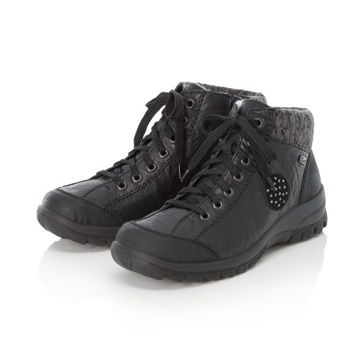 RIEKER TEX skóra buty, botki damskie czarne L7110