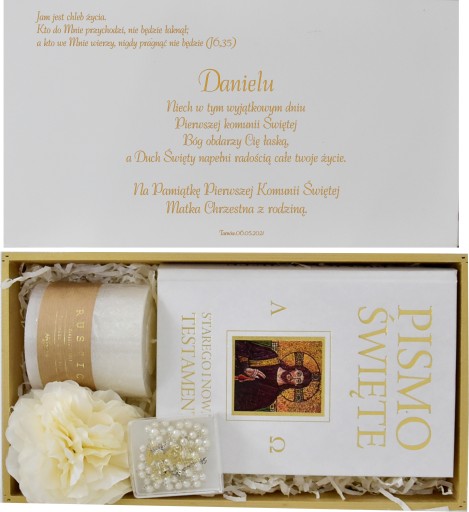 Giftbox PAMIĄTKA PIERWSZEJ KOMUNII Świętej BIBLIA
