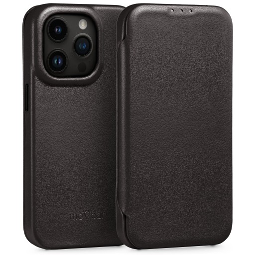 Etui skórzane na iPhone 14 Pro MagSafe Premium Pokrowiec book case MOVEAR