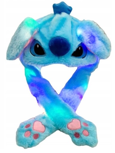 CZAPKA STICH ŚWIECĄCA PUCHATA Z RUCHOMYMI USZAMI RUCHOME USZY