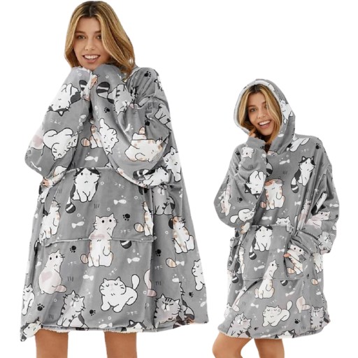 BLUZA KOC OVERSIZE CIEPŁA 2W1 GRUBA XXL FUTRZAK